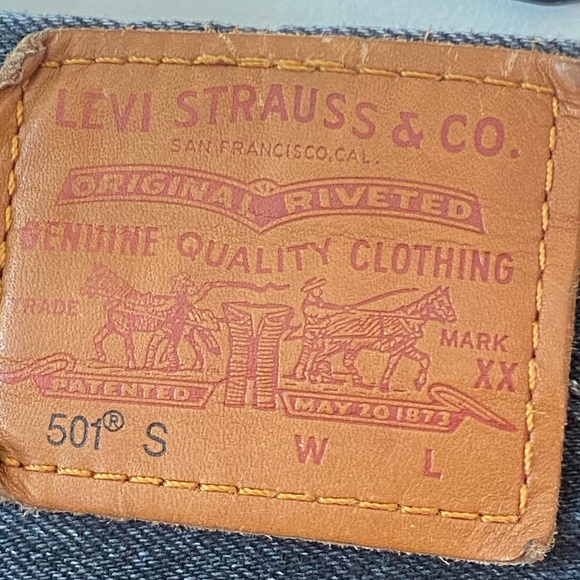 Levis 501 S High-Rise Grunge Button Fly Distressed Black Jeans W27 L28 - Picture 2 of 11